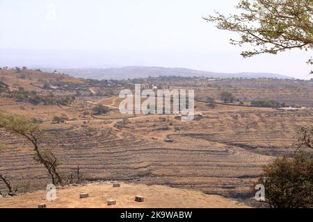 Il paesaggio montano Dhofar a nord di salalah in Oman Foto Stock
