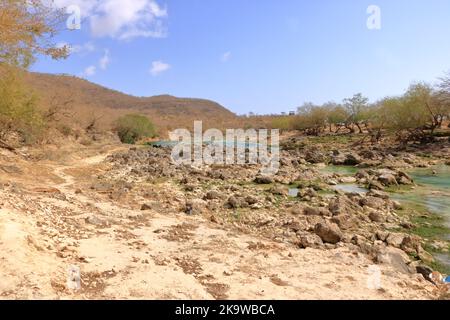 Vista sul fiume a Wadi Darbat vicino a Salalah, oman Foto Stock