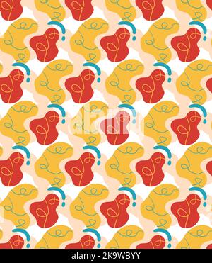 Motivo vettoriale senza cuciture realizzato con forme e linee astratte, colori autunnali Illustrazione Vettoriale