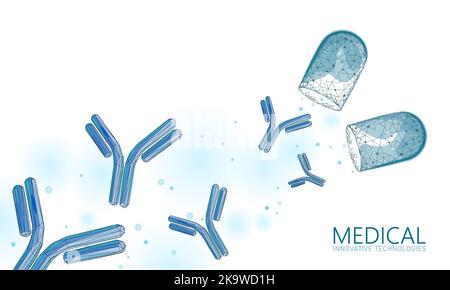 Risultato del vaccino contro l'immunoglobulina coronavirus. 3D modello di infezione medica. Modello poster COVID immunizzazione. Certificato di Green pass per l'analisi del sangue Illustrazione Vettoriale