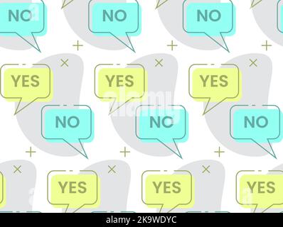 Fumetti vocali con testo sì e no, sfondo senza giunture Illustrazione Vettoriale
