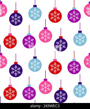Palle di Natale e fiocchi di neve, modello vettoriale senza cuciture Illustrazione Vettoriale