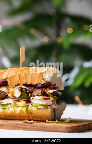 Sanwich del giorno di boxe con tacchino di Natale di sinistra Foto Stock