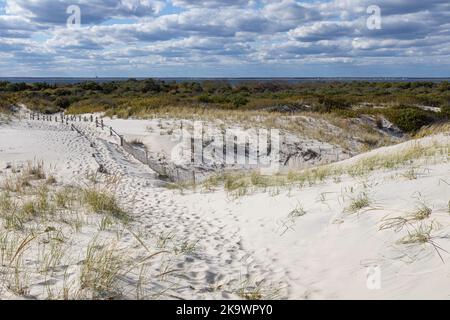 Le praterie miste delle dune formano dove il vento e lo spruzzo di sale impediscono la formazione di arbusti o alberi Foto Stock