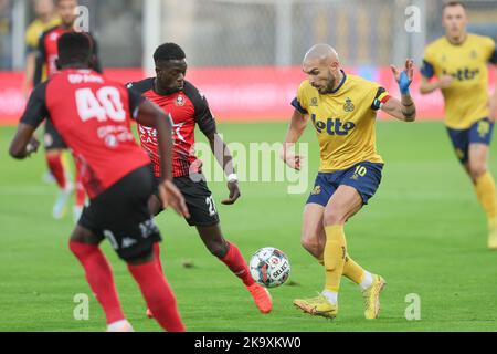 Union's Teddy Teuma ha ritratto in azione durante una partita di calcio tra RFC Seraing e Royale Union Saint-Gilloise, domenica 30 ottobre 2022 a Seraing, il giorno 15 della prima divisione del campionato belga della 'Jupiler Pro League' del 2022-2023. FOTO DI BELGA BRUNO FAHY Foto Stock