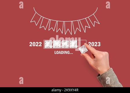 pannello di carico dal vecchio al nuovo anno 2023. Foto Stock