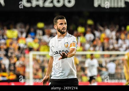 VALENCIA, SPAGNA - OCTOBR 29: Jose Gaya di Valencia CF durante la partita tra Valencia CF e FC Barcellona di la Liga Santander il 29 ottobre 2022 a Mestalla a Valencia, Spagna. (Foto di Samuel Carreño/ PX Images) Credit: PX Images/Alamy Live News Foto Stock