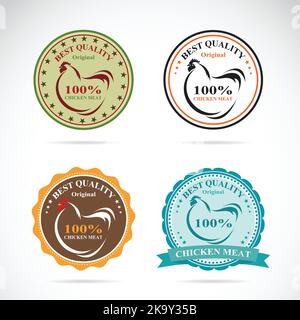 Set di etichette vettoriali di pollo su sfondo bianco. Illustrazione vettoriale a livelli facilmente modificabile. Animali. Illustrazione Vettoriale