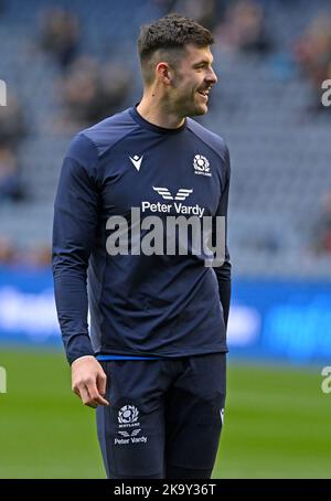 Edimburgo, Scozia, 29th ottobre 2022. Blair Kinghorn of Scotland prima della partita Autumn Nation Series al Murrayfield Stadium, Edimburgo. L'immagine di credito dovrebbe essere: Neil Hanna / Sportimage Foto Stock