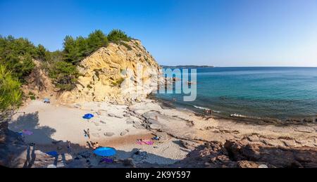 Spiaggia di Metalia; isola di Thassos, Grecia Foto Stock