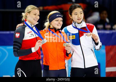 MONTREAL, CANADA - 30 OTTOBRE: Xandra Velzeboer dei Paesi Bassi durante la Short Track Speed Skating World Cup alla Maurice-Richard Arena il 30 ottobre 2022 a Montreal, Canada (Foto di Martin Chamberland/Orange Pictures) Foto Stock