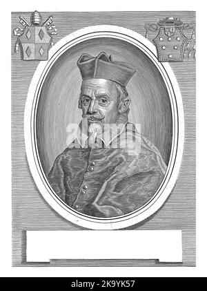 Ritratto in cornice ovale di Papa Clemente X, allora ancora cardinale Emilio Bonaventura Altieri. Foto Stock