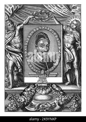 Ritratto in una cornice ovale di Papa Alessandro VII Busto a destra. Alessandro VII indossa le vesti papali. Foto Stock