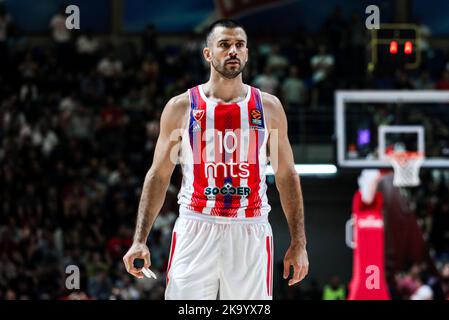 Belgrado, Serbia, 13th ottobre 2022. Branko Lazic di Panathinaicos Atene reagisce durante la partita di Turkish Airlines Eurolega Round 2 tra Crvena Zvezda MTS Belgrado e Panathinaikos Athens presso Aleksandar Nikolic Hall di Belgrado, Serbia. Ottobre 29, 2022. Credito: Nikola Krstic/Alamy Foto Stock