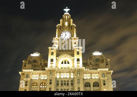 Edificio del fegato preso di notte Foto Stock