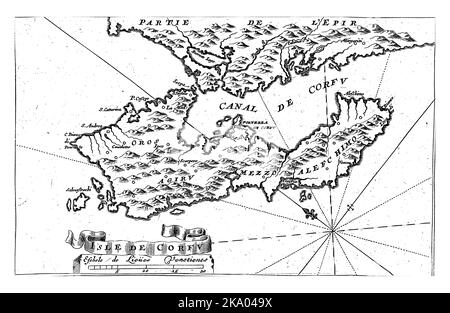 Mappa dell'isola di Corfù Foto Stock