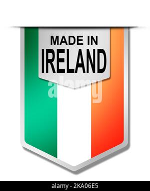 Made in Ireland parola su banner appeso, rendering 3D Foto Stock
