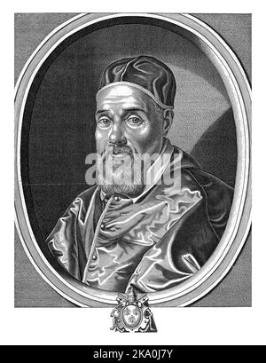 Ritratto di Papa Urbano VIII all'età di 56 anni in garbo papale. Busto a sinistra in una cornice ovale. Foto Stock