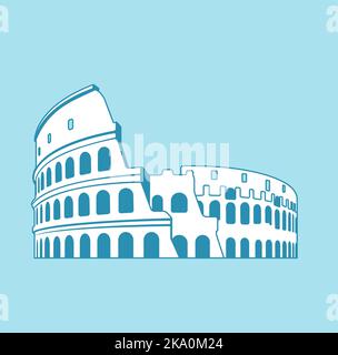 Colosseo - Italia, Roma. | edifici famosi in tutto il mondo illustrazione vettoriale Illustrazione Vettoriale