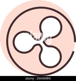 Ripple della catena del blocco, illustrazione o icona, vettore su sfondo bianco. Illustrazione Vettoriale