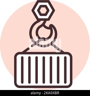 Scatola gru da cantiere; illustrazione o icona; vettore su sfondo bianco. Illustrazione Vettoriale