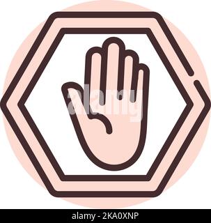 Segnale di arresto della costruzione; illustrazione o icona; vettore su sfondo bianco. Illustrazione Vettoriale