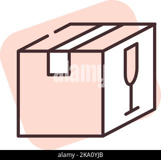 Consegna fragile, illustrazione o icona, vettore su sfondo bianco. Illustrazione Vettoriale