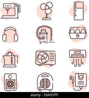 Dispositivi elettronici domestici, illustrazione o icona, vettore su sfondo bianco. Illustrazione Vettoriale