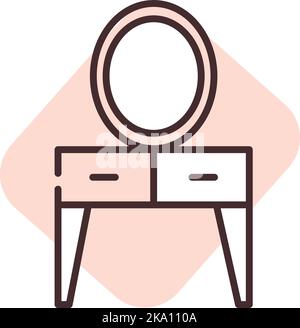 Comò per mobili, illustrazione o icona, vettore su sfondo bianco. Illustrazione Vettoriale