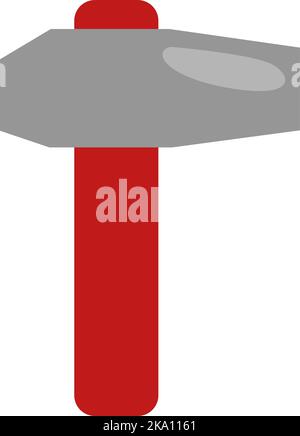 Asse dello strumento con maniglia rossa, illustrazione o icona, vettore su sfondo bianco. Illustrazione Vettoriale