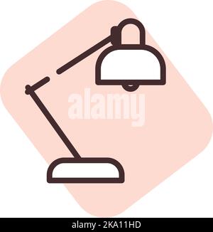 Lampada da tavolo leggera, illustrazione o icona, vettore su sfondo bianco. Illustrazione Vettoriale