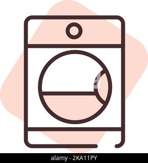 Forniture domestiche asciugatore, illustrazione o icona, vettore su sfondo bianco. Illustrazione Vettoriale