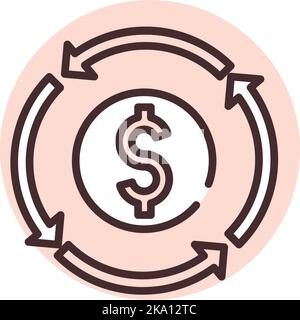 Rotazione finanziaria, illustrazione o icona, vettore su sfondo bianco. Illustrazione Vettoriale