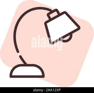 Lampada da tavolo leggera, illustrazione o icona, vettore su sfondo bianco. Illustrazione Vettoriale
