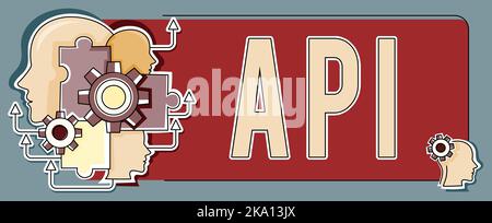 API di visualizzazione dei segnali. Set fotografico concettuale di routine, protocolli e strumenti per la creazione di applicazioni software teste multiple con visualizzazione COG Foto Stock