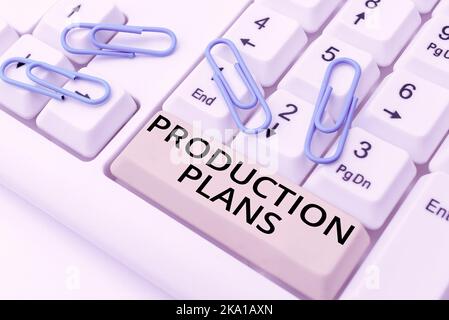 Piani di produzione di sottotitoli concettuali. Serie di passaggi che devono essere effettuati per completare le attività Foto Stock