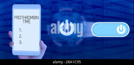 Visualizzazione concettuale tempo di protrombina. Parola scritta sullo stato del rapporto tra il pubblico e un'azienda Foto Stock