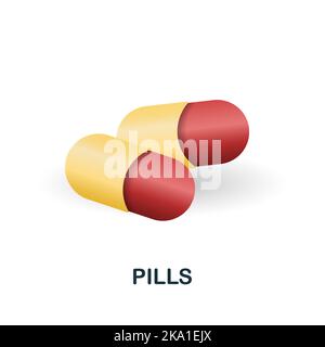 Icona pills. 3d illustrazione dalla collezione di medicinali. Creative pills 3D icona per il web design, modelli, infografiche e altro ancora Illustrazione Vettoriale