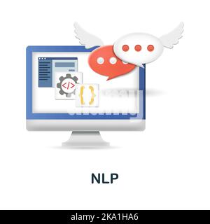 Icona NLP. 3d illustrazione dalla collezione di neuromarketing. Creative NLP 3D icona per web design, modelli, infografiche e altro ancora Illustrazione Vettoriale