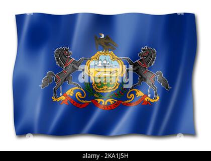 Bandiera della Pennsylvania, stati uniti che sventolano la collezione della bandiera. Figura 3D Foto Stock