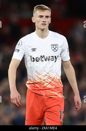 Manchester, Regno Unito. 30th Ott 2022. Flynn Downes del West Ham United durante la partita della Premier League a Old Trafford, Manchester. Il credito dell'immagine dovrebbe essere: Darren Staples/Sportimage Credit: Sportimage/Alamy Live News Foto Stock