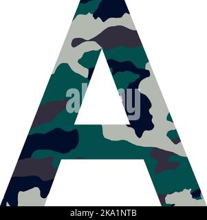 Lettera dell'alfabeto inglese A, stile cachi isolato su sfondo bianco - illustrazione vettoriale Illustrazione Vettoriale