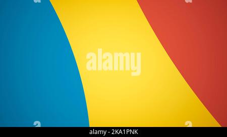 Sfondo creativo geometrico astratto, forme e colori diversi. Blu, giallo, rosso. Foto Stock
