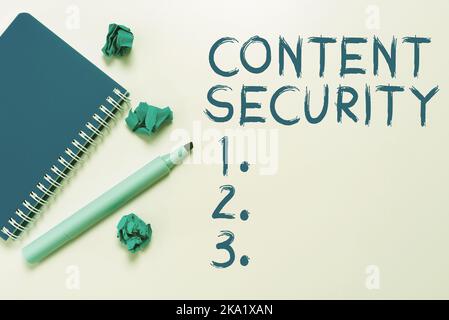 Scrittura a mano del testo protezione del contenuto. Approccio aziendale sviluppo e gestione dei contenuti Foto Stock