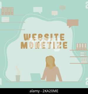 Scrittura a mano segno Sito web Monetizza. Vetrina aziendale componente critico per proteggere e proteggere i siti web sostituire vecchio sfondo progettazione, creazione di nuovo Foto Stock