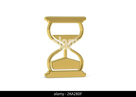 Golden 3D clessidra icona isolato su sfondo bianco - 3D rendering Foto Stock