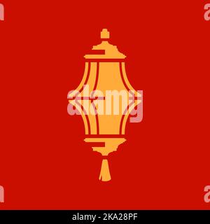 Cina lanterna lampada carta tradizionale religioso elemento di decorazione d'oro vintage icona figura vettoriale. Cinese elegante festivo Capodanno celebrazione cra Illustrazione Vettoriale