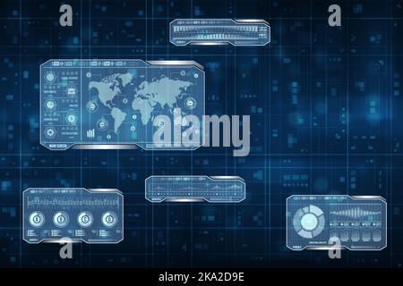 Astratto sfondo tecnologico blu e bianco. Concetto di business globale Foto Stock