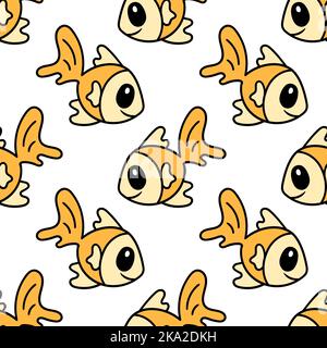 Un vettore di pesce dorato senza cuciture modello Illustrazione Vettoriale