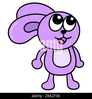 Un'illustrazione di un coniglio viola carino isolato su uno sfondo bianco Illustrazione Vettoriale